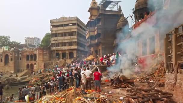 Varanasi Inde Vers Octobre 2019 Manikarnika Ghat Est Des Ghats — Video