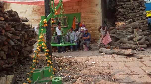 Varanasi India Circa Octubre 2019 Manikarnika Ghat Uno Los Ghats — Vídeos de Stock