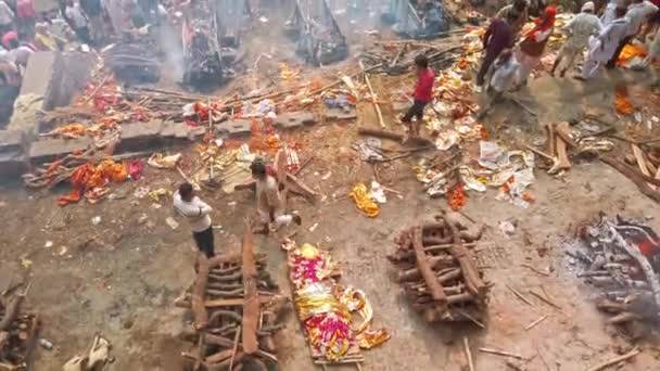 Varanasi Indie Około Października 2019 Manikarnika Ghat Jest Jednym Ghats — Wideo stockowe