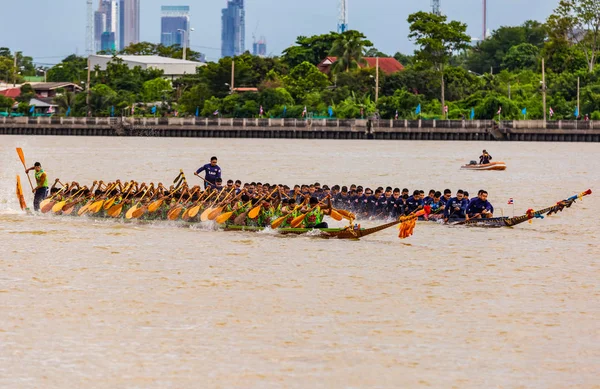 Roční Nonthaburi Dlouhá Loď Racing Srpna 2018 Nonthaburi Molo Chao — Stock fotografie