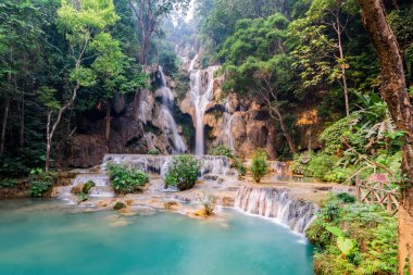 Yaz aylarında Tad Kwang Si Şelalesi, Luang Prabang Eyaleti, Laos bulunan