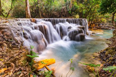 Yaz aylarında Tad Kwang Si Şelalesi, Luang Prabang Eyaleti, Laos bulunan
