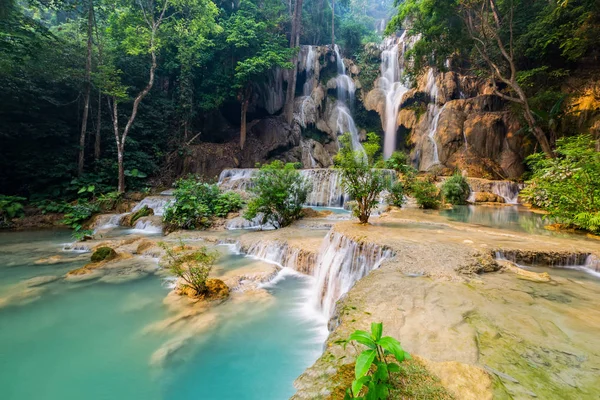 Cachoeira Tad Kwang Verão Localizada Província Luang Prabang Laos — Fotografia de Stock