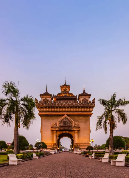 Patuxay Emlékmű Mérföldkő Arch Háborús Emlékmű Vientiane Laosz — Stock Fotó