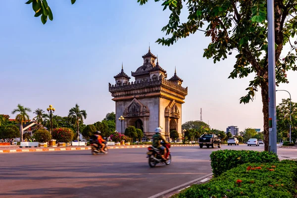 Patuxay Monument Landmark Arch Oorlogsmonument Vientiane Laos Stockfoto