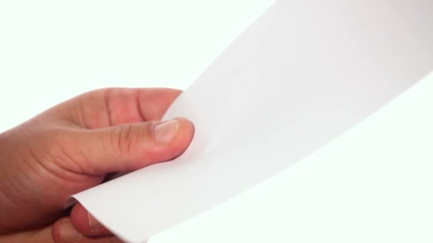 Cutting White Paper Scissors White Background — Stock Video