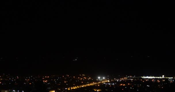 Tempesta Fulmini Sulla Città Notte — Video Stock