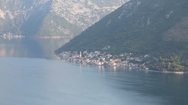 Time Lapse Kotor Bay Yüksek Açı Görünümünden Erken Sabah Eski — Stok video