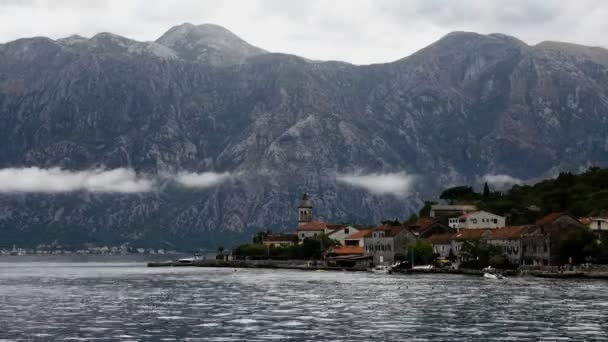 Time Lapse Clouds Water Bay Kotor Slowly Moving Rain — Stock Video