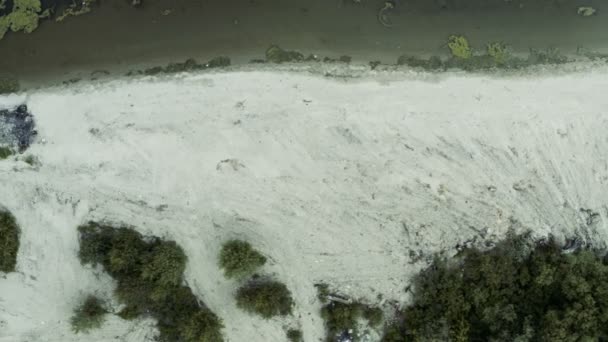 ドナウ川の上の海岸で無人機で飛行する — ストック動画