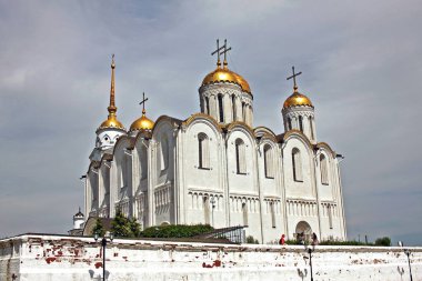 Vladimir, Rusya Federasyonu - 16 Temmuz 2017: Dormition Katedrali 13 ya da 14 yüzyıllarda bir anne Kilisesi Ortaçağ Rusya oldu. Bir dünya mirası alanı bir parçasıdır