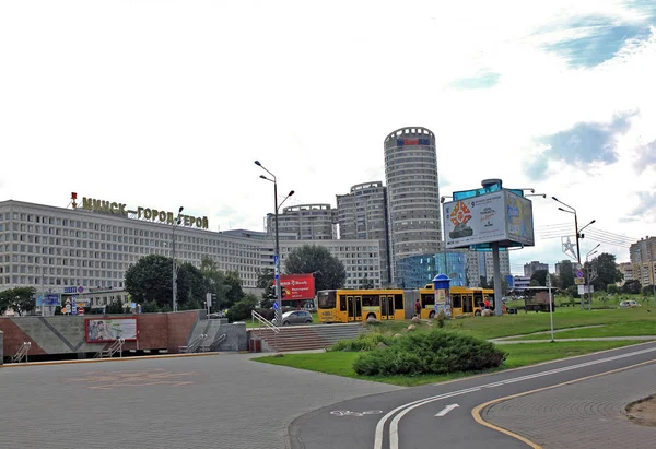 Minsk Bielorrusia Agosto 2018 Centro Ciudad Cerca Pobediteley Avenue Fue —  Fotos de Stock