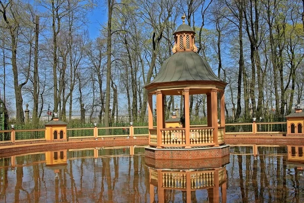 Estanque en el jardín de verano en San Petersburgo, Rusia — Foto de Stock