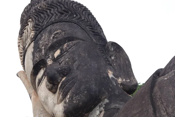 stock image Close up of a Reclining Buddha's face at the Buddha park, Vientiane, Laos