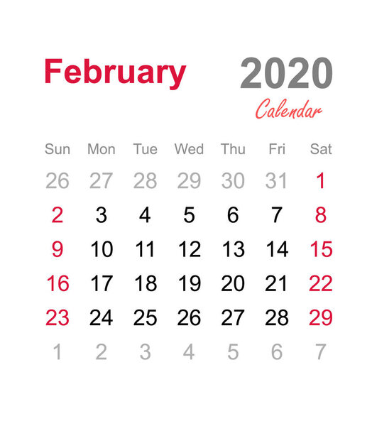 February 2020 calendar - monthly calendar template - 2020 monthly calendar