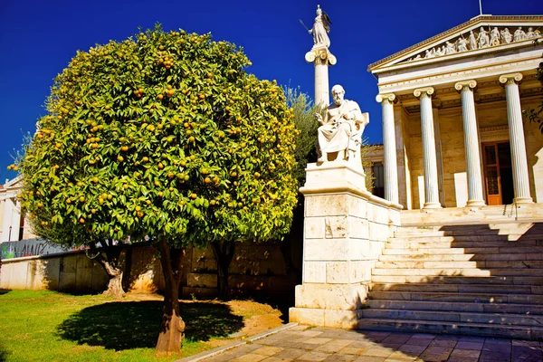 Statue Dell Antico Filosofo Greco Platone Della Dea Greca Atena — Foto Stock