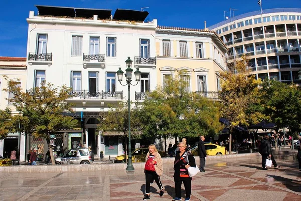Plac Starymi Budynkami Centrum Aten Grecja Listopada 2019 — Zdjęcie stockowe