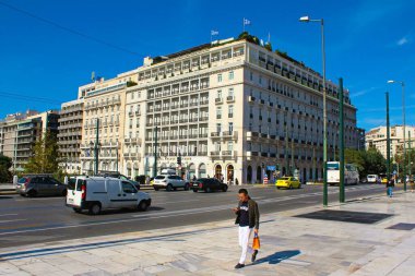 Atina, Yunanistan 'daki Grand Bretagne Oteli manzarası, 3 Kasım 2019.