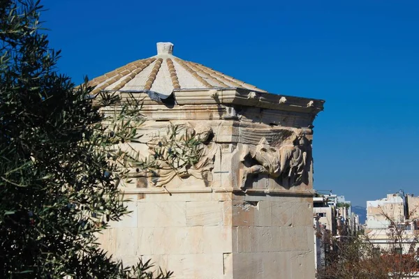 Tower Winds Horologion Andronikos Kyrrhestes Ancient Clocktower Roman Agora Athens — Stock Photo, Image