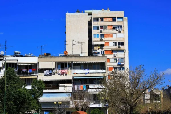 Vista Del Edificio Apartamentos Atenas Grecia Marzo 2020 —  Fotos de Stock