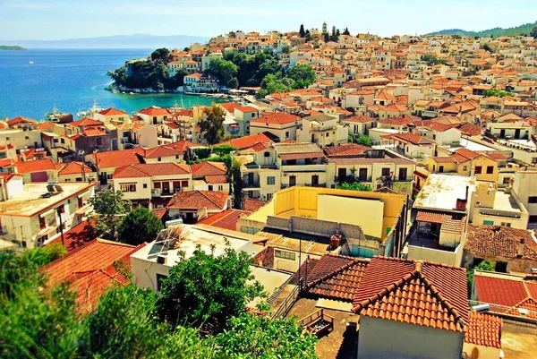 Grécia Ilha Skiathos Vista Cidade Skiathos — Fotografia de Stock