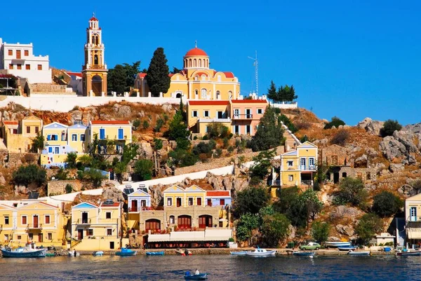 Řecko Ostrov Symi Pohled Město Symi — Stock fotografie