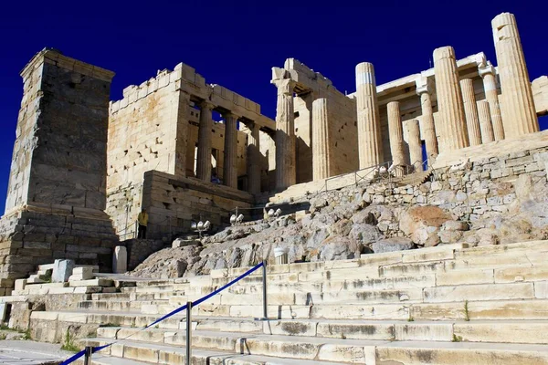 Görögország Athén 2020 Június Propylaea Látképe Athén Akropoliszának Monumentális Bejárata — Stock Fotó