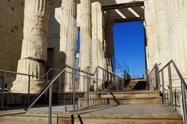 Grecia Atene Giugno 2020 Veduta Propylaea Ingresso Monumentale All Acropoli — Foto Stock