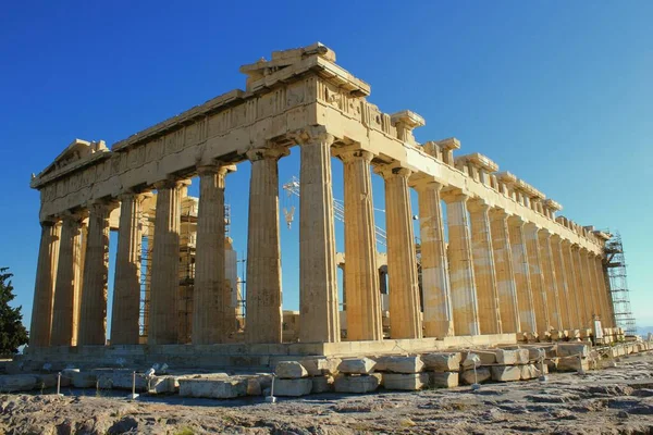 Grecia Atenas Junio 2020 Vista Del Sitio Arqueológico Colina Acrópolis — Foto de Stock
