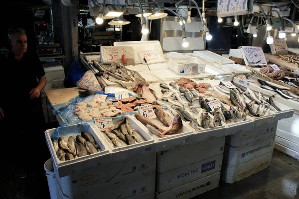 Greece Athens June 2020 Stalls Seafood Central Market Athens — Stock Photo, Image