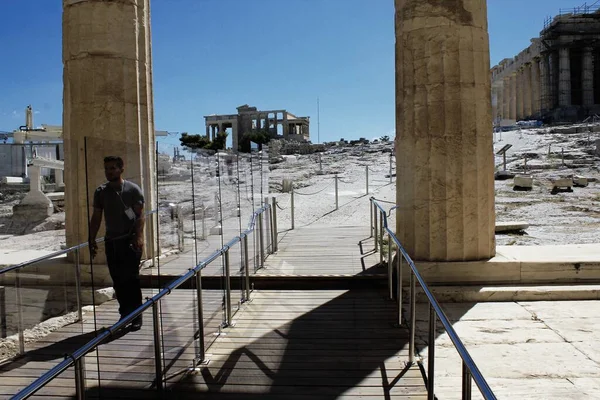Греція Афіни Червня 2020 Вид Пропілею Монументальний Вхід Акрополя Порожній — стокове фото