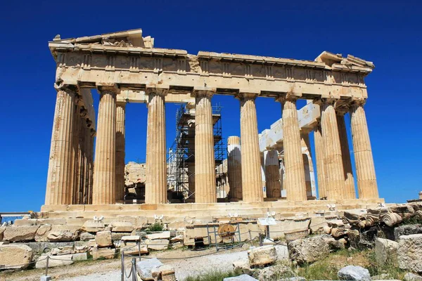 Grecia Atenas Junio 2020 Vista Del Templo Partenón Sitio Arqueológico — Foto de Stock