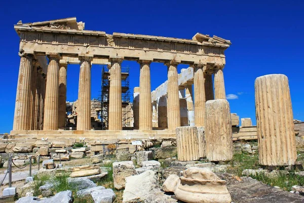 Grecia Atenas Junio 2020 Vista Del Templo Partenón Sitio Arqueológico — Foto de Stock