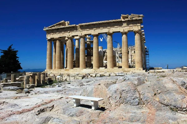 Grecia Atenas Junio 2020 Vista Del Sitio Arqueológico Acrópolis Vacío — Foto de Stock