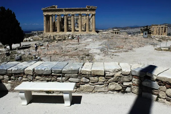 Grecia Atenas Junio 2020 Vista Del Sitio Arqueológico Acrópolis Casi —  Fotos de Stock