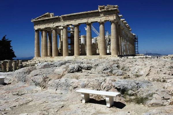 Греція Афіни Червня 2020 Погляд Археологічне Місце Акрополя Було Відвідувачів — стокове фото