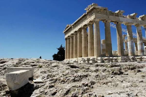 Grecia Atenas Junio 2020 Vista Del Sitio Arqueológico Acrópolis Vacío — Foto de Stock