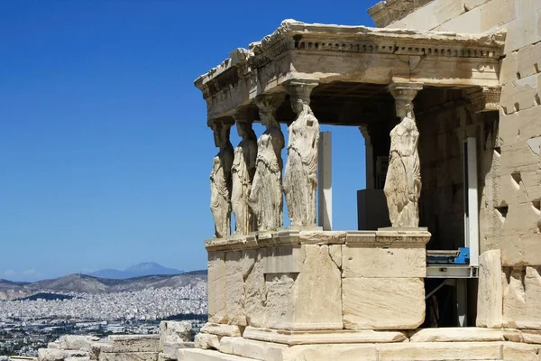 Greece Athens June 2020 View Erechtheio Temple Archaeological Site Acropolis — Stock Photo, Image