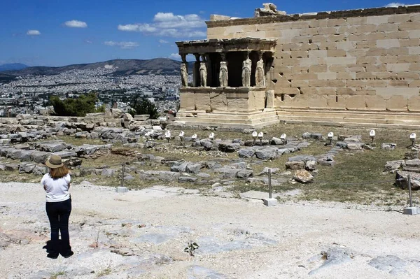 Греція Афіни Червня 2020 Погляд Археологічне Місце Акрополя Було Відвідувачів — стокове фото