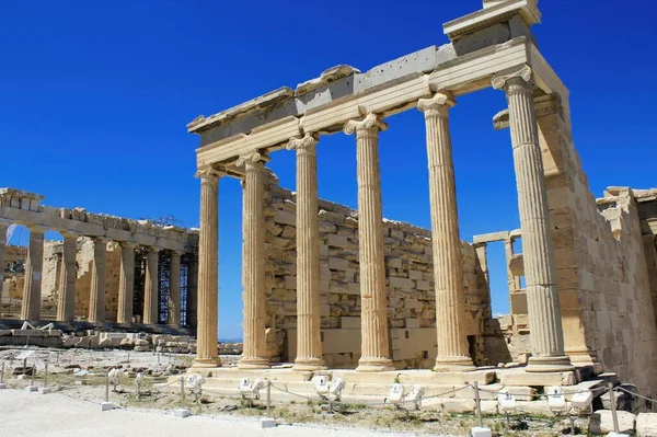 Grecia Atenas Junio 2020 Vista Del Sitio Arqueológico Acrópolis Vacío — Foto de Stock