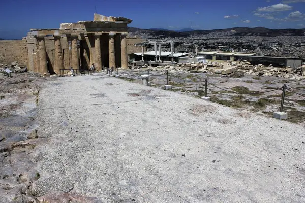 Греция Афины Июня 2020 Года Археологический Памятник Акрополиса Пустой Посетителей — стоковое фото