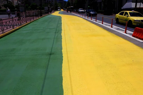 Grécia Atenas Junho 2020 Caminho Pedestre Ciclovia Construção Grande Passeio — Fotografia de Stock