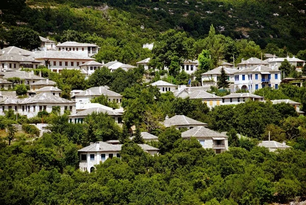 Panoramautsikt Över Byn Monodendri Byar Som Kallas Zagoria Eller Zagorochoria — Stockfoto