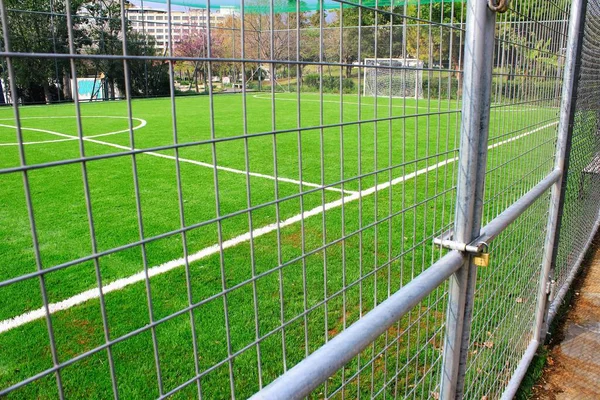 Gesloten Voetbalveld Stadion Als Gevolg Van Coronavirus Lockdown Athene Griekenland — Stockfoto