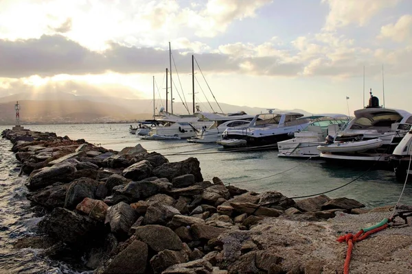 Grekland Antiparos Utsikt Över Hamnen Augusti 2010 — Stockfoto