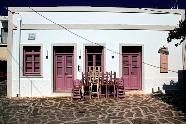 Griechenland Insel Antiparos Außenansicht Einer Geschlossenen Bar Der Hauptstadt Mit — Stockfoto