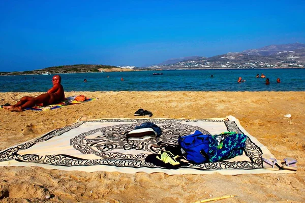 Grecia Isola Antiparos Spiaggia Nudisti Agosto 2010 — Foto Stock