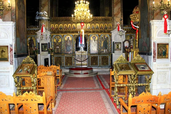 Interior Iglesia Ortodoxa Cristiana Atenas Grecia Mayo 2020 —  Fotos de Stock