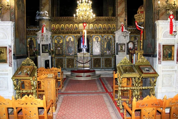 Interior Iglesia Ortodoxa Cristiana Atenas Grecia Mayo 2020 —  Fotos de Stock