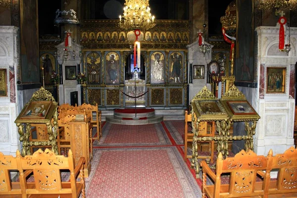 Interior Iglesia Ortodoxa Cristiana Atenas Grecia Mayo 2020 —  Fotos de Stock